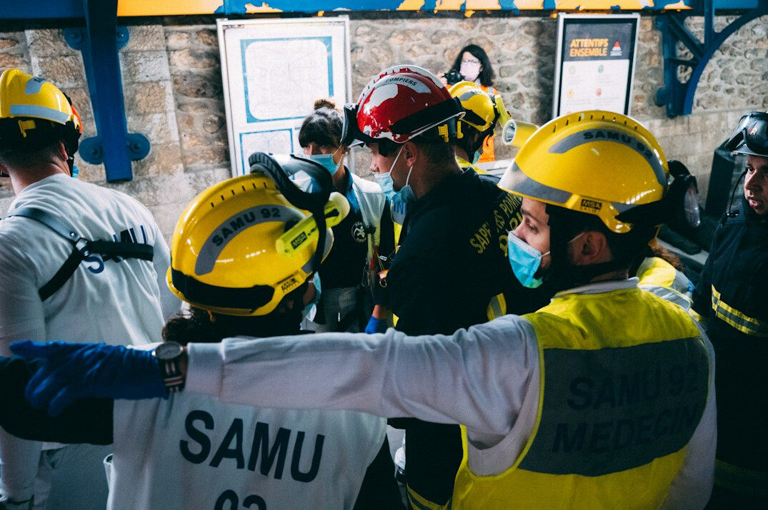 Group of professionals collaborating during a training workshop